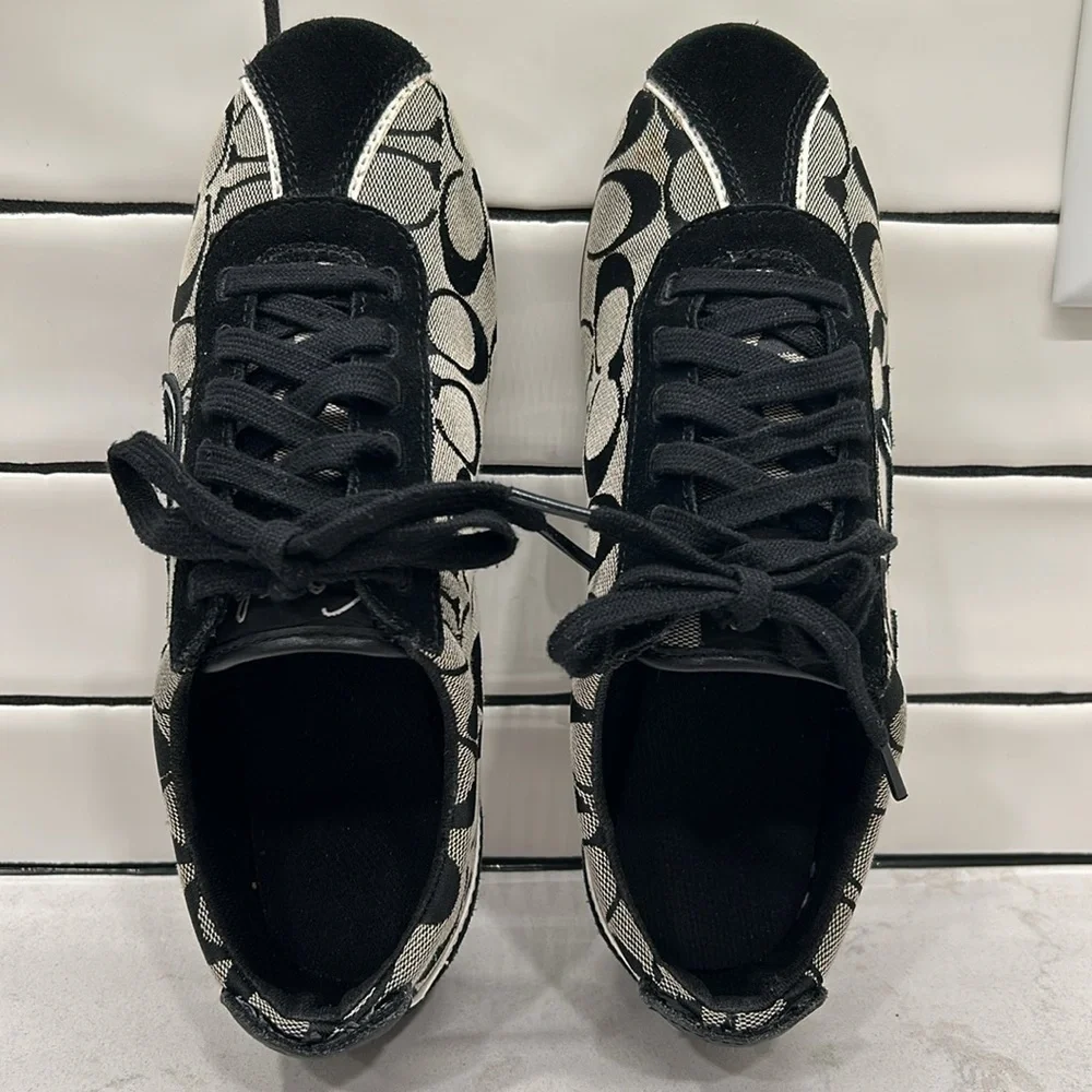 Coach Devin Black Signature Suede Canvas Embroidered Sneakers 8.5 - Picture 12 of 16
